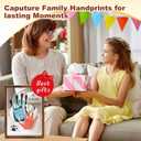 Family Handprint Kit for 5,DIY Craft Family Memories Keepsake Art Baby Newborn Hand and Footprint Wooden Frame for Home Decor Family Gifts Set(5 Sheets with 8 Colors)