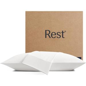 REST Evercool+ Cooling Pillowcases Standard - 2 Pillowcases for Sensitive Skin, Silver Infused Fabric for Hygienic Sleep, Silky Smooth for Curly Hair, High Elastic for Snug Fit (19x29 inches)