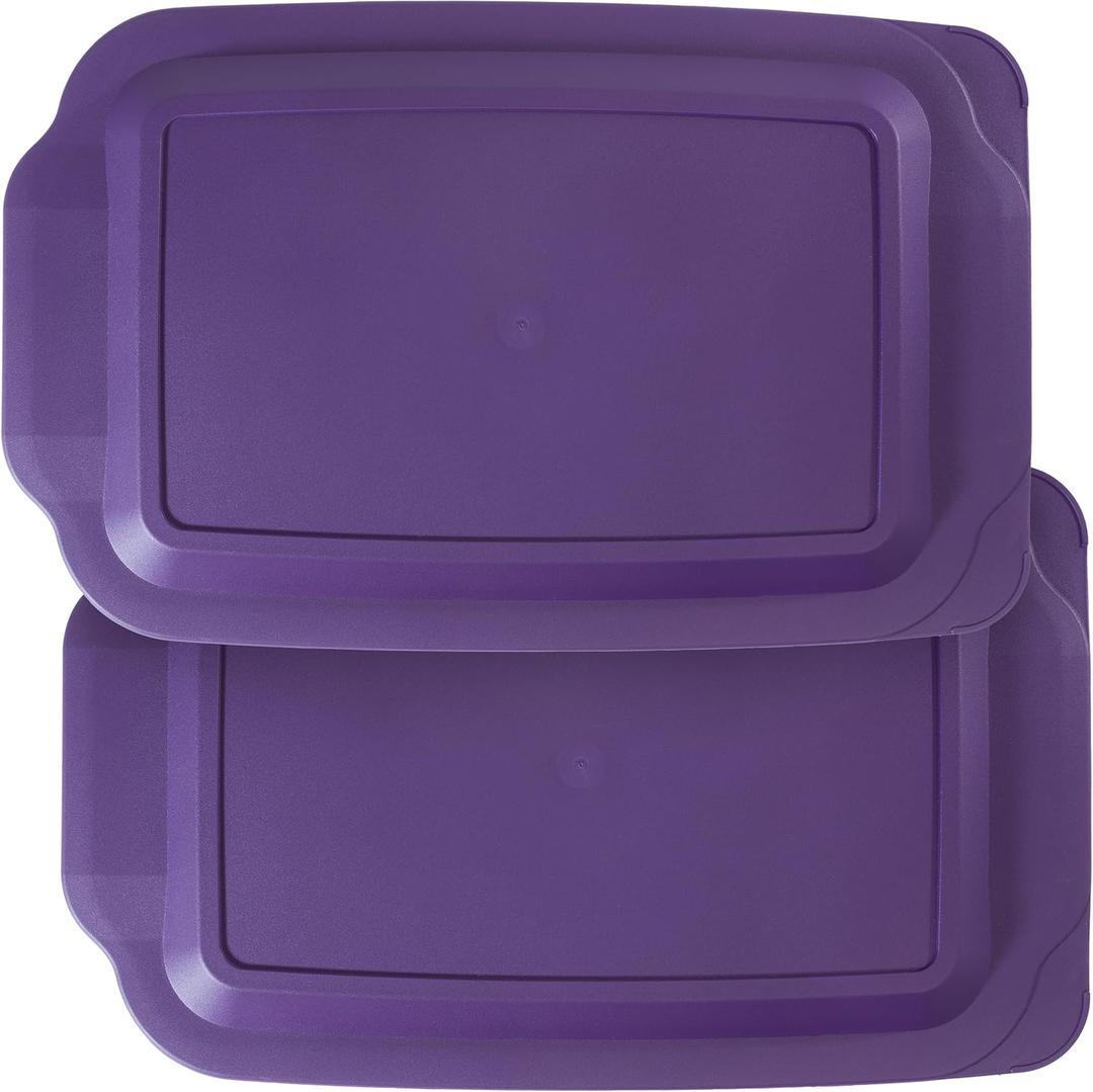 Replacement Lids fits Pyrex 9x13 233 Glass Casserole Baking Dish Container with Tab Handles, for 3-Quart Model 233-PC (2-Pack, Purple)