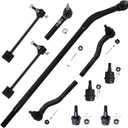 Detroit Axle - 10pc Suspension Kit for 2007-2017 Jeep Wrangler, 2018 Wrangler JK, 4 Front Upper & Lower Ball Joints 2 Rear Sway Bars 4 Inner Outer Tie Rod Ends Replacement