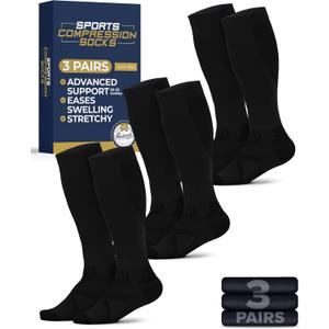 Pembrook 3 Pairs Compression Socks 20-30 mmHg - Compression Socks for Women and Men | Running, Athletic, Travel, Nurses (XX-Large)