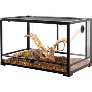WACOOL Tempered Glass 40 Gallon Reptile Tank, Front Opening Reptile Terrarium 30" x 18" x 18" for Bearded Dragon Gecko Lizard, Top Screen Ventilation & Anti Escape Lid