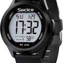 SOCICO Mens Digital Watch Sports Waterproof Outdoor Large Face Military Watches with Stopwatch Back Light Alarm Date Display (Black)