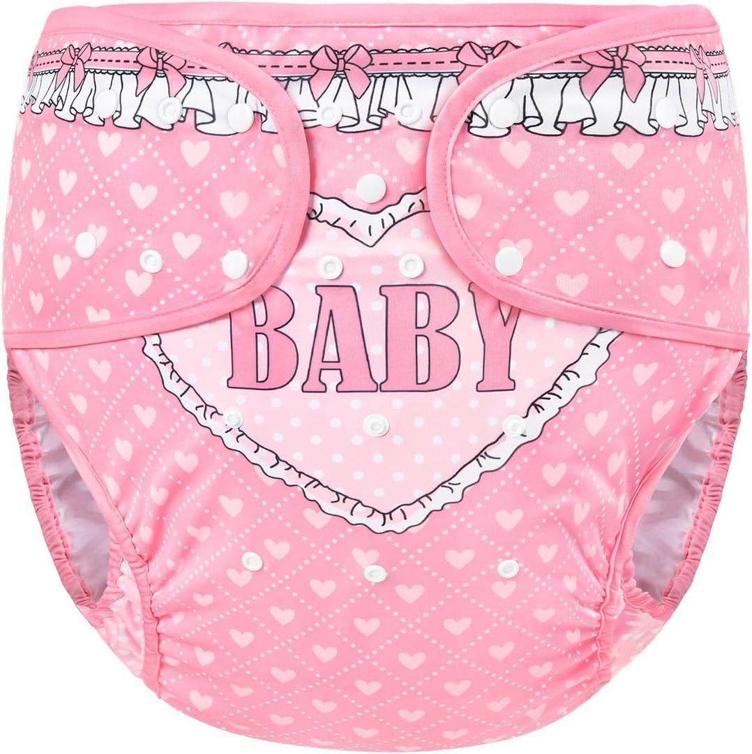 Littleforbig Washable Adjustable Reusable Waterproof Cloth Adult Diaper Wrap Cover - Blushing Baby M (Pink)
