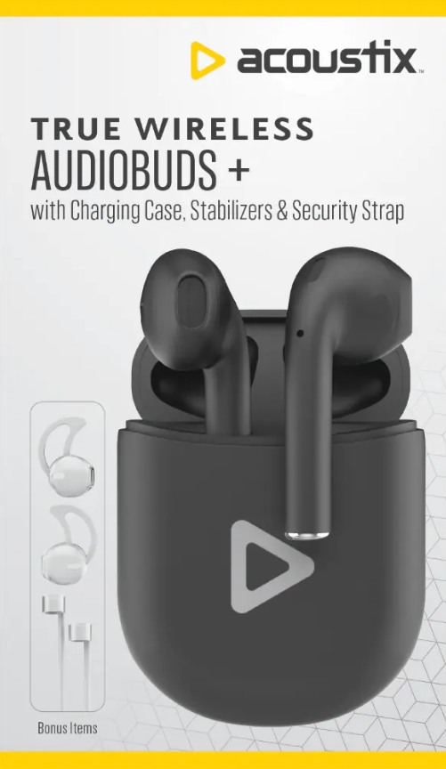 Acoustix True Charging Case & Wireless Earbuds - Black