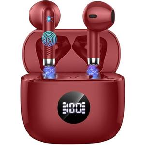 Wireless Earbuds, Bluetooth 5.4 Headphones LED Power Display Ear Buds Bass Stereo, Bluetooth Earbuds in-Ear Noise Cancelling Mic, 40H Playback Mini Case IP7 Waterproof Sports Earphones for Android iOS