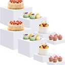 Acrylic White Square Dessert Display Set 8 Pack