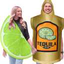 HooLing 2 Pcs Tequila and Lime Couples Halloween Costumes for Adults Funny Outfits Apparel Accessories for Halloween Cosplay Dress up Party