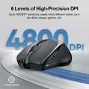 TECKNET Wireless Mouse (BT5.0/3.0 & 2.4G) Rechargeable 4800 DPI Silent USB A & Bluetooth Mouse 6 Buttons, Wide Compatibility - Grey