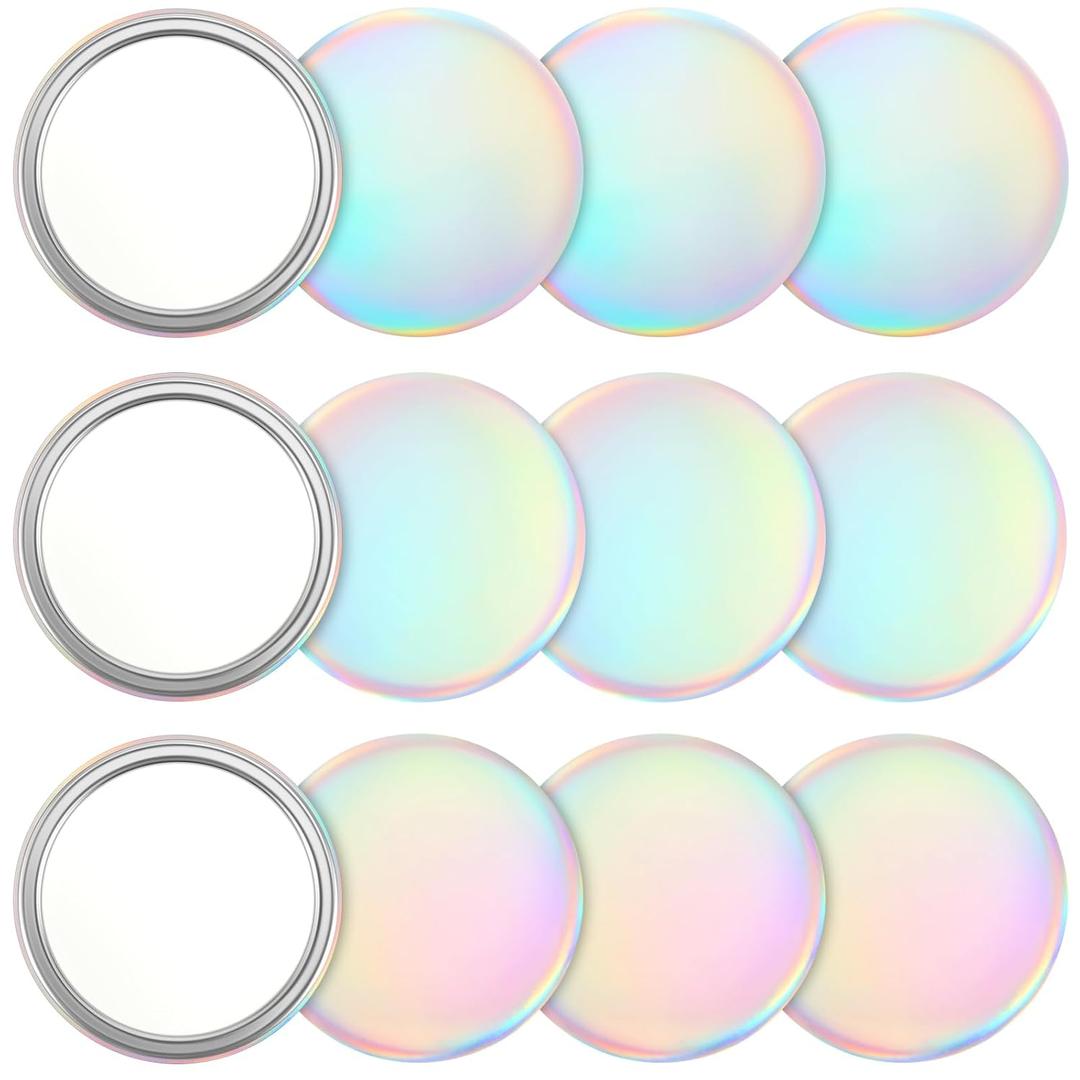 Qunclay 12 Pcs 2. 76'' Compact Mirror Bulk Gifts Mini Pocket Mirror Holographic Iridescent Small Round Makeup Glass for Purse Goody Bag Stuffers Women Teacher Girls Party Favors Travel Daily