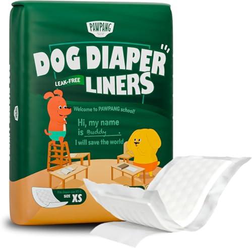 PAWPANG Disposable Dog Diaper Liners Booster Pads for Male & Female Dogs, 100ct, 5 Sizes Options, Doggie Diaper Inserts fit Most Types of Dog Diapers - Pet Belly Bands & Male Wraps (X-Small(100ct))