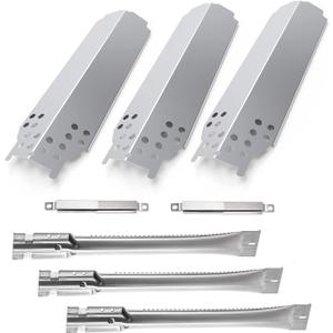 Grill Parts for Charbroil Classic 360 3-Burner 463672717 463672817 463773717 G320-0200-W1A G215-0203-W1, Burner and Heat Plates Kit for American Gourmet 3-Burner 465735621 (3-Pack-SS)