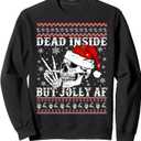 Funny Christmas Dead Inside Skeleton Skull Ugly Xmas Sweater Sweatshirt,M