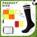 Soccer Referee Jersey, 7PCs Soccer Referee Kit, Referee Cards, Whistle, Socks, Flags, Soccer Referee Costume for Adult (Green, S)