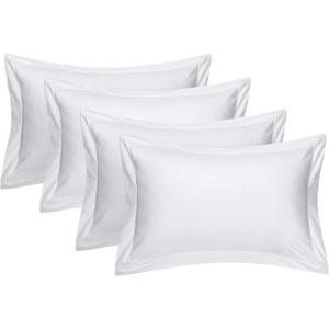 4 Pack 100% Brushed Microfiber Pillow Protector Shams (White, Standard)
