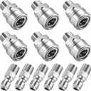 RIDGE WASHER 3/8" Pressure Washer Quick Connect Kit, Stainless Steel Power Washer Adapter Fittings, Male NPT Thread, 12 Pcs, 5000 PSI