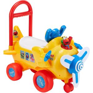 Kiddieland Sesame Street Elmo's Activity Plane Ride-On Toy, Lights Sounds Steering Wheel, Spinning Propeller, Imaginative Pretend Play for Toddlers, Small