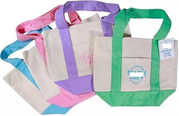 Mini Pastel Canvas Tote Bags | Limited Edition | Appr 13L x 11H x 6W | (Pack of 4)