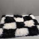 KICMOR Fluffy Soft Runner Rug for Bedroom Living Room, 2x6 Black and White Checkered Rugs Fuzzy Plush Shaggy Bedside Carpet, Non Slip Long Rug for Kids Girls Boys Room Nursery Home Decor Aesthetic