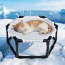 Elevated Cat Cooling Bed,Hexagonal Cat Hammock,Breathable Washable Antislip Bed with Ice Beanie Fabric,Lightweight Comfortable Stable Pet Hammock for Indoor Outdoor Small Cats Grey
