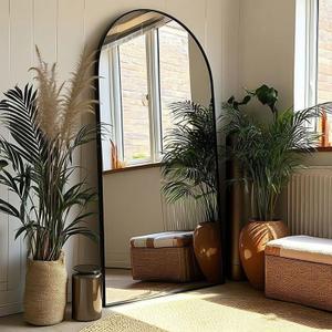 71x28 Inch Arched Floor Mirror - Full Length Black Standing Mirror for Bedroom, Living Room, Dressing - Tall Leaner Mirror with Arch Design, Wall or Free-Standing Decor
