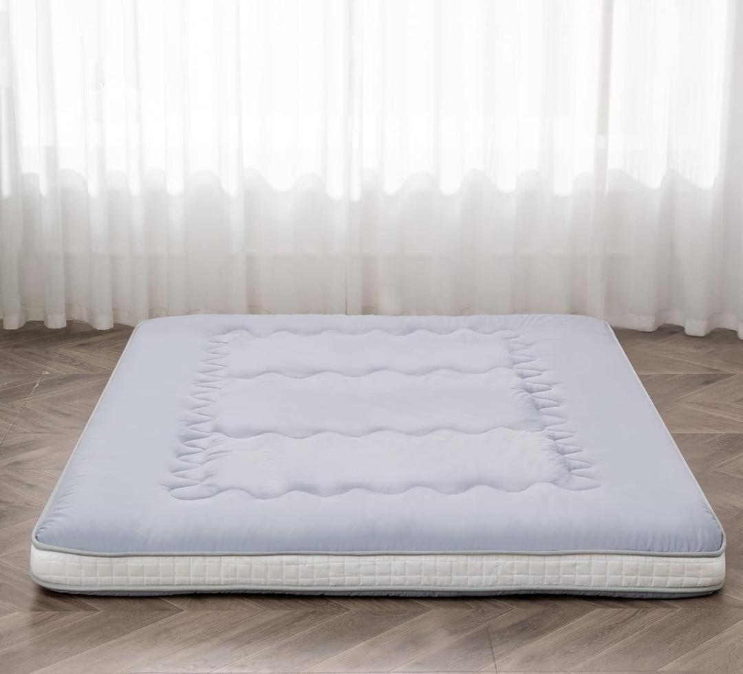 Dr.Futon Japanese Floor Futon Mattress Mat Extra Thick Folding Roll Up Bed for Guest,Lounger and Tavel (Twin, Silvergrey)