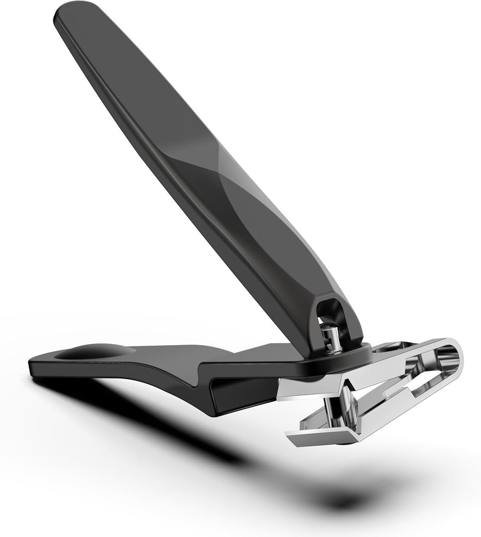 BEZOX Nail Clippers for Seniors, Free-Rotating Jaw Toenail Clippers for Thick Nails, Fingernail Clipper for Men & Women with Sharp Straight Blades - Black