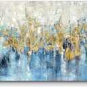 TAR TAR STUDIO Abstract Painting Canvas Wall Art: Blue Picture Hand Painted Artwork for Bedroom (36''W x 24''H, Multiple Sizes) (Lake)