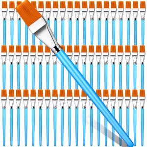 Crtiin 60 Pcs Flat Paint Brushes for Acrylic Painting Large Acrylic Paint Brushes Bulk Artist Painting Brush for Watercolor Oil Detail Craft Face Body Art(Blue,3/4 Inch)