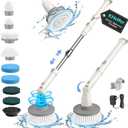 kHelfer Electric Spin Scrubber, 2025 New Shower Scrubber 8 Replacement Head, 1.5H Cordless Bathroom Scrubber Dual Speed, Shower Cleaning Brush with Extension Arm for Bathtub Tile Floor