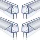 4 Pack Frameless Shower Door Bottom Seal, 3/8 x 39 Clear PVC Shower Seal Strip for 3/8 Inch Glass Shower Door Stop Shower Leaks