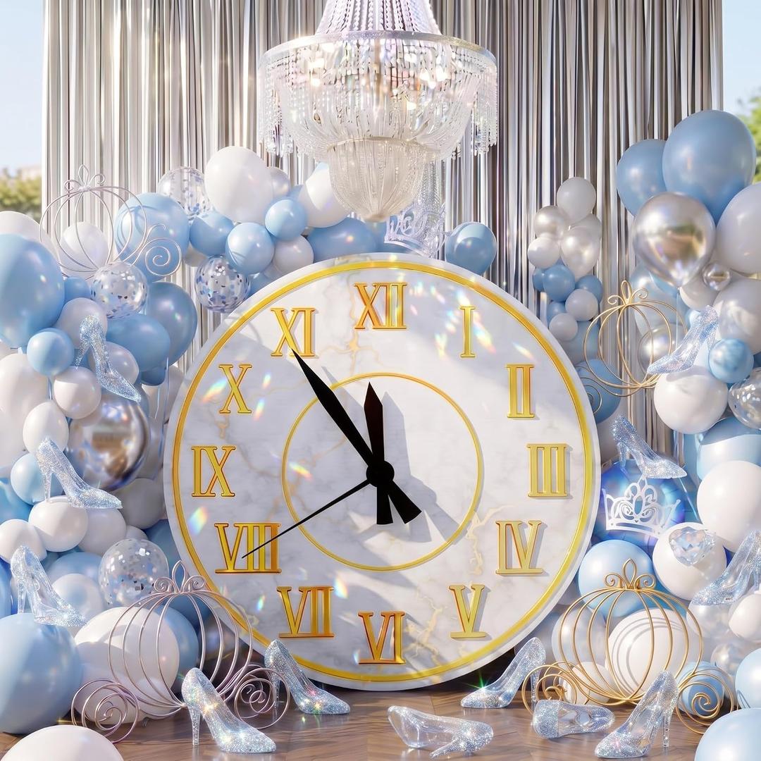 Feifeiya 4ft Blue Princess Clock Backdrop Waterproof Standee Photo Prop