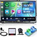 Rimoody 4G+64G Android Car Stereo for VW Passat Jetta Tiguan Golf MK5 MK6 T5 EOS Polo Touran Seat Sharan Carplay Android Auto, 9'' Touchscreen Radio Bluetooth Mirror Link WIFI GPS FM DSP Backup Camera