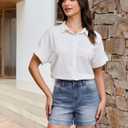 luvamia Jean Shorts for Women High Waisted Mid Thigh Mom Stretch Denim Shorts Casual Summer Jorts Country Concert Outfit (Blue, S)