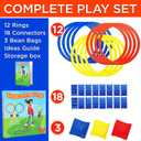Hopscotch Rings, 12 x 11 Inch Rings & 3 Bean Bags, Play Hopscotch Outdoor & Indoor Obstacle Course for Kids 3-5, Recess Toys & Physical Education Equipment, Gross Motor Games PE Equipment