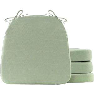 Battilo Chair Cushions for Dining Chairs with Ties, Indoor/Outdoor Kitchen Chair Pad with Non-Slip Backing, Dining Seat Cushion with Machine Washable Removable Cover, 16"x16"x2", Set of 4, Sage Green