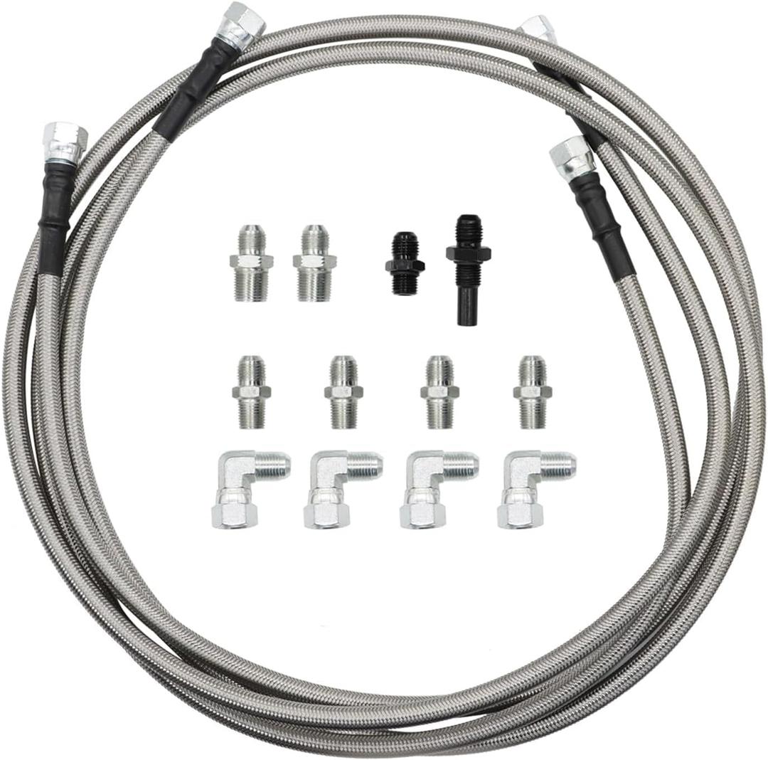 6AN 70" Transmission Oil Cooler Hose Line kit Compatible with 4L60E 4L80E TH350 TH400 200-4R 700R4 C5 Stainless Steel Braided PTFE Hose TR6060