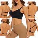 Low Back Bra for Women Wirefree Seamless Bra Backless Multiway Straps Convertible Halter Bra with Padded Removeable (Medium, Black)