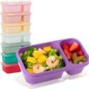 8 Pack Wheat Straw Snack Containers with Lids, 2-Compartment Reusable Bento Boxes for Meal Prep, Travel, Camping, and On-the-Go Snacks, Leak-Proof & Dishwasher Safe (8 Colors)