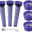 5 Pack Vacuum Filter Replacement Kit for Dyson V7, V8 Animal and V8 Absolute Cordless Vacuum, 3 Post Filter, 1 Pre Filter, Replaces Part # 965661-01 & 967478-01