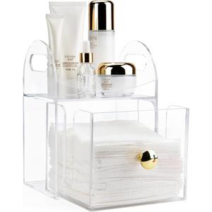 Acrylic Disposable Face Towel Storage Box Compatible with Clean Skin Club Clean Towels XL, Face Towel Holder with Drawer for Bathroom, Makeup Organizer for Vanity Table (Excluding Facial Towels)