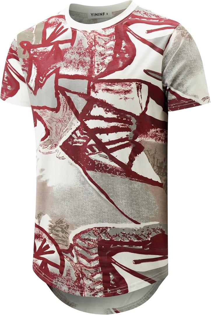 YININF Mens Hipster Hip Hop Short Sleeve Print T-Shirt Shirts Men (M)