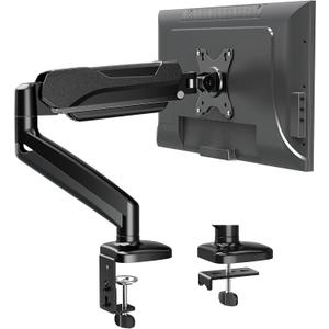 MOUNTUP Single Monitor Desk Mount Holds Screen up to 32 inch, Adjustable Gas Spring Monitor Arm, Computer Monitors Stand with Clamp/Grommet Mounting Base, VESA Mounts Fit 4.4-17.6lbs Computer, Black