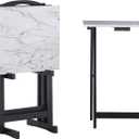 Linon Tray Table Set, 15.75"D x 18.9"W x 26.38"H, White