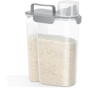 TBMax Rice Container 10 Lbs Kitchen Pantry Food Storage Container, Small Pet Dog Cat Food Container Dispenser 6 Lbs, Plastic Rice Cereal Flour Holder with Cup for Dry Food Storage Organization