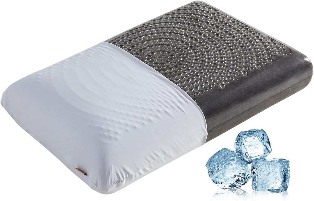 SAPHREAS Cooling Gel Memory Foam Pillow for Side, Back and Stomach Sleepers, Standard Size Cool Bed Pillow for Sleeping, Removable & Machine Washable, Light Grey