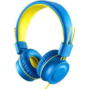 Kids Headphones-Noot Products K33 Foldable Stereo Tangle-Free 5ft Long cord 3.5mm Jack Plug in Wired On-Ear Headset for Children/Teens/Boys/Girls/ipad/School/Kindle/Travel/Plane/Tablet (Electric Blue)