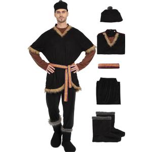 Costume Cosplay Outfit Medieval Suede Uniform Vest Pants Full Set Suit (Medium)