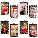 Bucherry 6 Pack Christmas Clear Acrylic Photo Frame Ornaments 2"x 3" Mini Hanging Picture Frame Ornaments Small Scalloped with String for Christmas Tree Photo Decoration Xmas Party(Black)