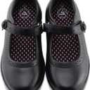JABASIC Girl's Mary Jane School Uniform Shoes (3, Black PU)